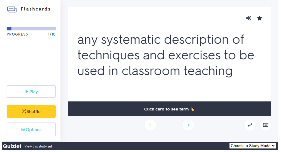 Technology and Curriculum Terms: Quizlet Activities